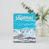 Katmai Nationaal Park Illustratie Reizen Kunst Ret Briefkaart (Staand voorkant)