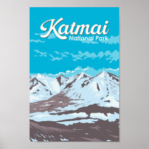 Katmai Nationaal Park Illustratie Reizen Kunst Ret Poster