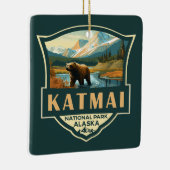 Katmai Nationaal Park Illustratie Retro Badge Keramisch Ornament (Rechts)