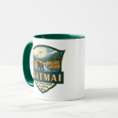 Katmai Nationaal Park Illustratie Retro Badge Mok (Voorkant links)