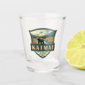 Katmai Nationaal Park Illustratie Retro Badge Shot Glas (Voorkant)
