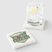 Katmai Nationaal Park Illustratie Retro Badge Stenen Onderzetter (Zijkant)