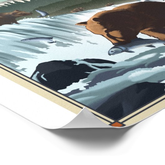 Katmai Nationaal Park Litho Kunstwerk Poster (Hoek)