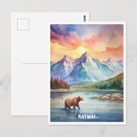 Katmai Nationaal Park Waterverf Schilderij Briefkaart (Voorkant / Achterkant)