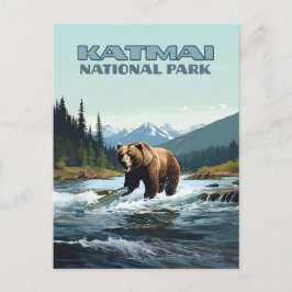 Katmai National Park Alaska Beer Brooks River Briefkaart