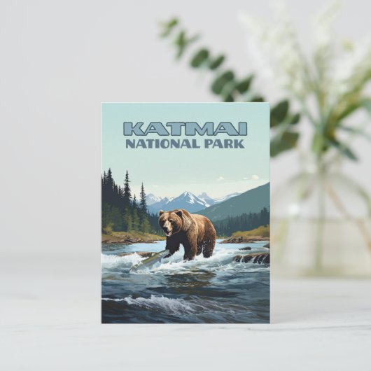 Katmai National Park Alaska Beer Brooks River Briefkaart (Staand voorkant)