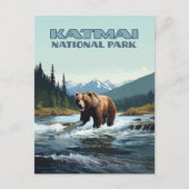Katmai National Park Alaska Beer Brooks River Briefkaart (Voorkant)