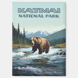 Katmai National Park Alaska Beer Brooks River Magneet