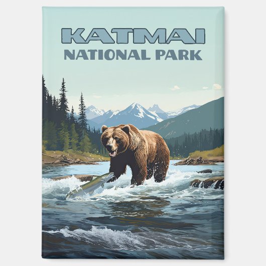 Katmai National Park Alaska Beer Brooks River Magneet (Voorkant)