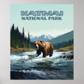 Katmai National Park Alaska Beer Brooks River Poster (Voorkant)