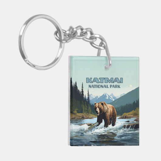 Katmai National Park Alaska Beer Brooks River Sleutelhanger (Voorkant Links)