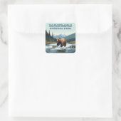Katmai National Park Alaska Beer Brooks River Vierkante Sticker (Tas)