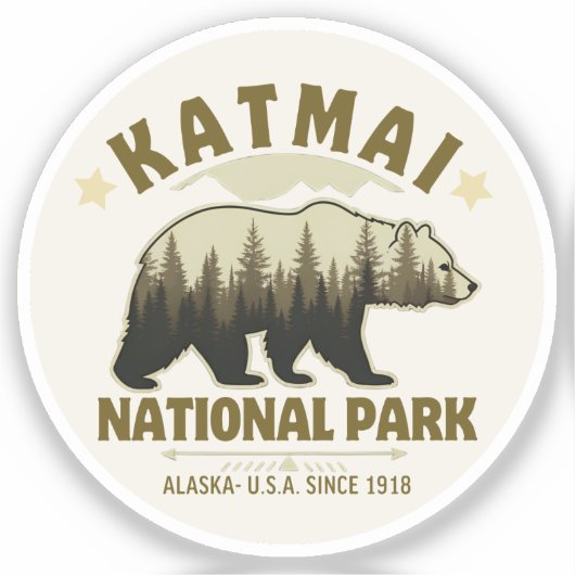 Katmai National Park Alaska Since 1918 Sticker (Voorkant)