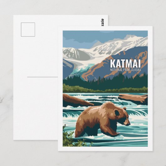 Katmai National Park Alaska, Verenigde Staten Briefkaart (Voorkant / Achterkant)