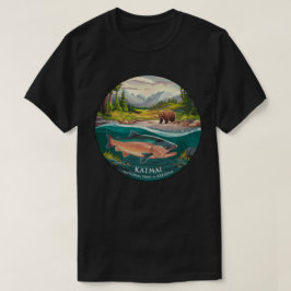 Katmai National Park and Preserve Zalm en Beer T-shirt