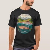 Katmai National Park and Preserve Zalm en Beer T-shirt (Voorkant)