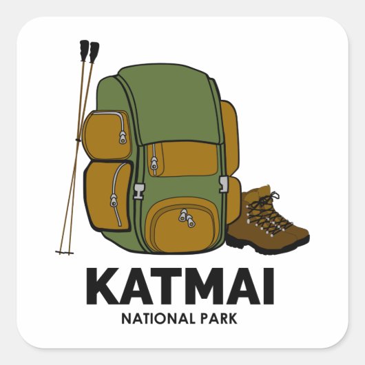 Katmai National Park Backpack Vierkante Sticker (Voorkant)