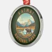Katmai National Park Beer Retro Distress Circle Metalen Ornament (Links)