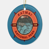 Katmai National Park Grizzly Beer Retro Compass Keramisch Ornament (Links)