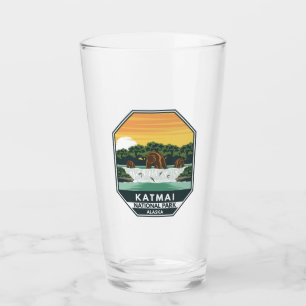 Katmai National Park Grizzly Beren Retro Emblem Glas