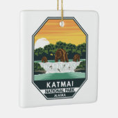 Katmai National Park Grizzly Beren Retro Emblem Keramisch Ornament (Rechts)