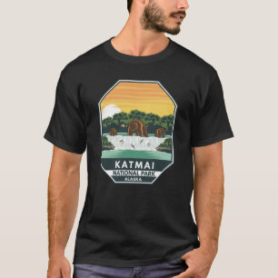 Katmai National Park Grizzly Beren Retro Emblem T-shirt