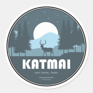 Katmai National Park-herten Ronde Sticker