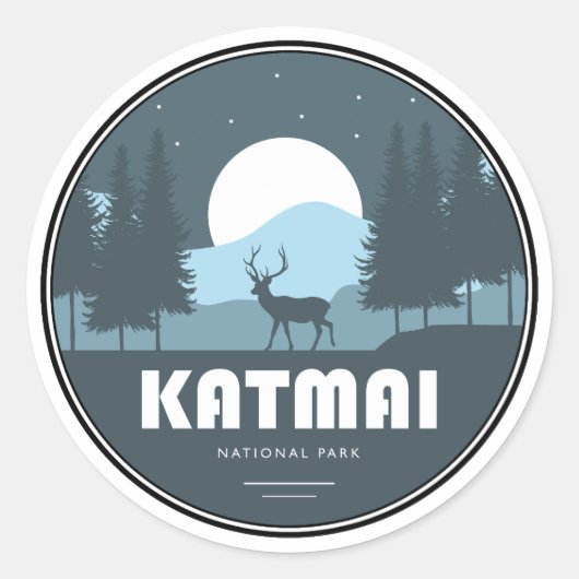 Katmai National Park-herten Ronde Sticker (Voorkant)