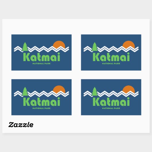 Katmai National Park Retro Rechthoekige Sticker (Vel)