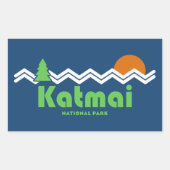 Katmai National Park Retro Rechthoekige Sticker (Voorkant)