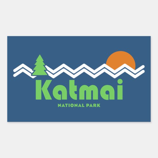Katmai National Park Retro Rechthoekige Sticker (Voorkant)