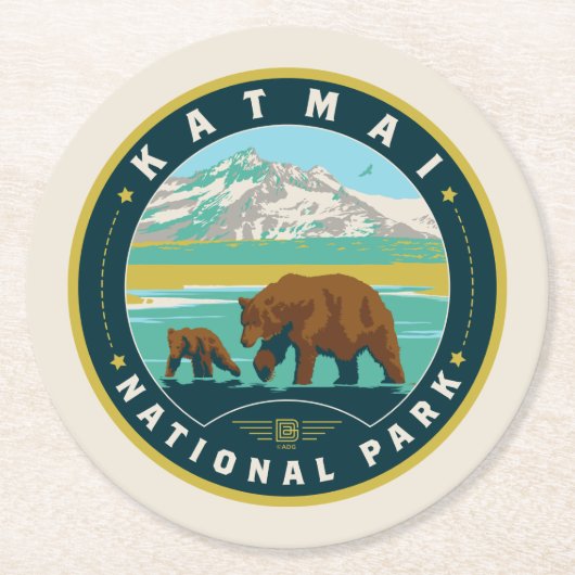 Katmai National Park Ronde Kartonnen Onderzetter (Voorkant)