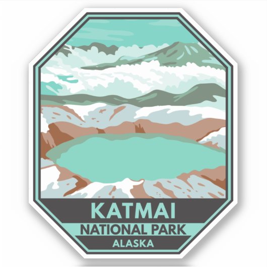 Katmai National Park Summit Crater Lake Alaska Sticker (Voorkant)