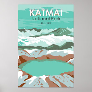 Katmai National Park Summitkrater meer Alaska Poster