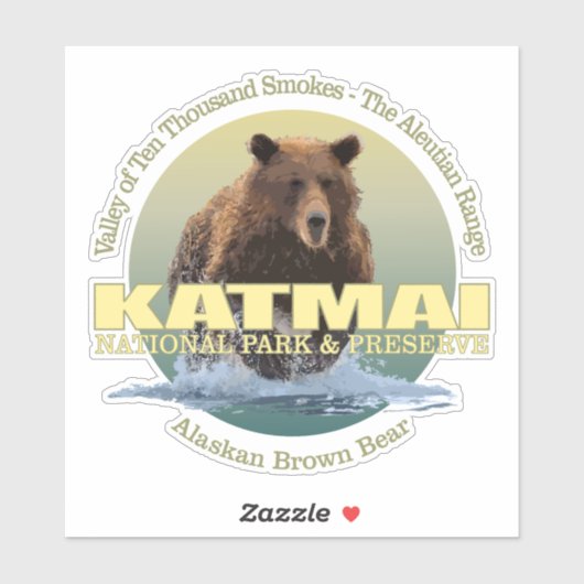 Katmai NP (bruin Beer) WT Sticker (Vel)