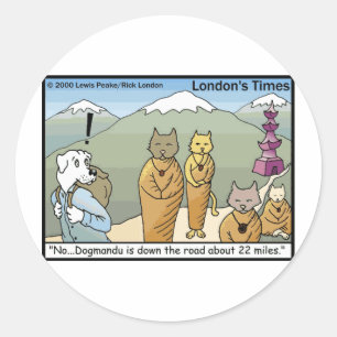 Katmandu Dogmandu Hond Vs Kat Grappige Cadeaus & T Ronde Sticker