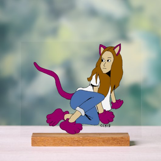 katmeisje acryl bord (Neutraal)