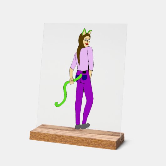 katmeisje acryl bord (Hoek)