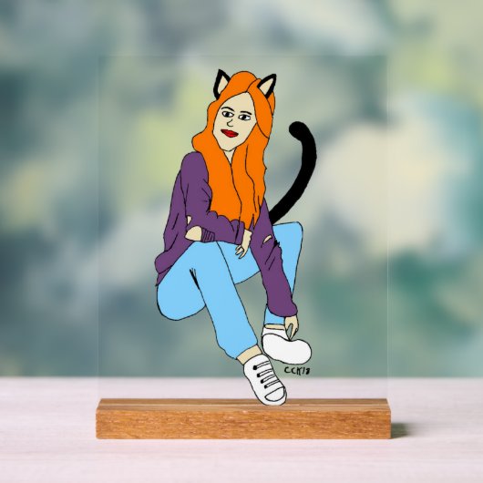 katmeisje acryl bord (Neutraal)