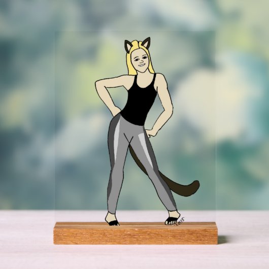 katmeisje acryl bord (Neutraal)