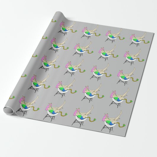 katmeisje cadeaupapier (Uitgerold)