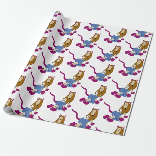 katmeisje cadeaupapier (Uitgerold)