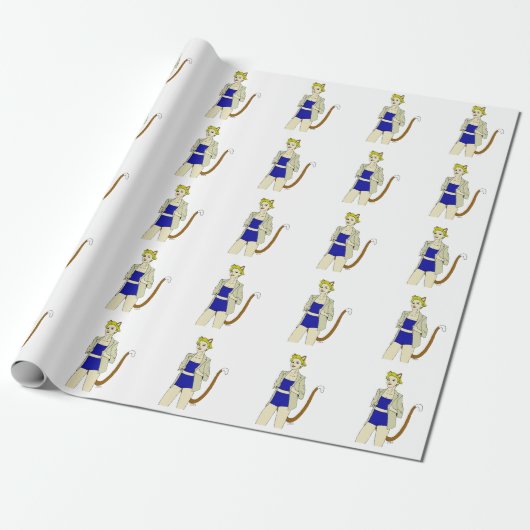 katmeisje cadeaupapier (Uitgerold)