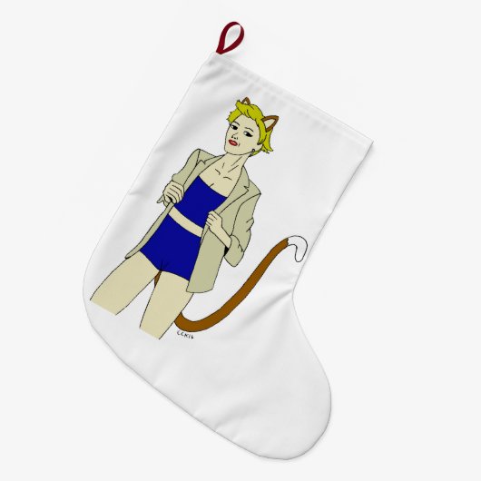 katmeisje grote kerstsok (Voorkant (Hangend))