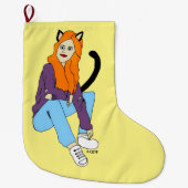 katmeisje grote kerstsok (Voorkant)