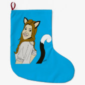 katmeisje grote kerstsok (Voorkant)