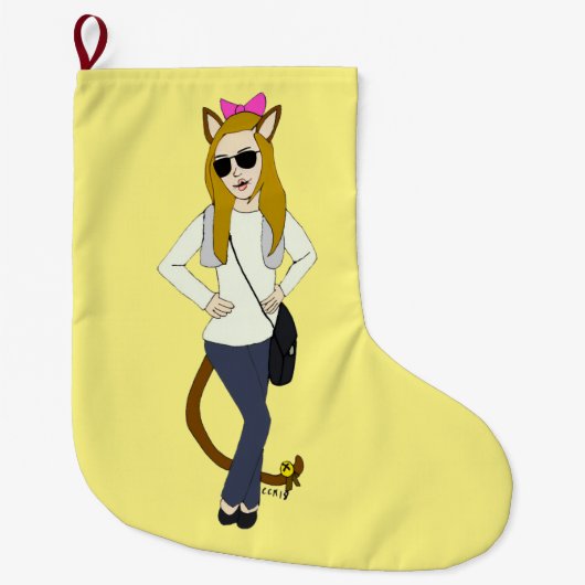 katmeisje grote kerstsok (Voorkant)