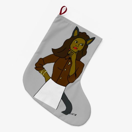 katmeisje grote kerstsok (Voorkant (Hangend))