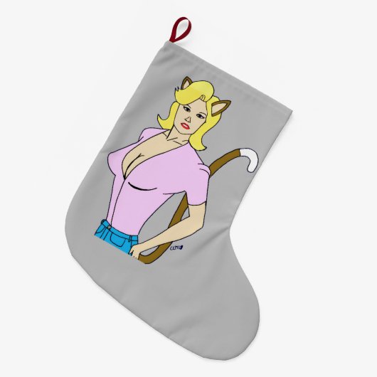 katmeisje grote kerstsok (Voorkant (Hangend))