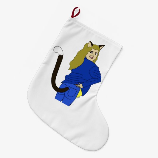 katmeisje grote kerstsok (Voorkant (Hangend))